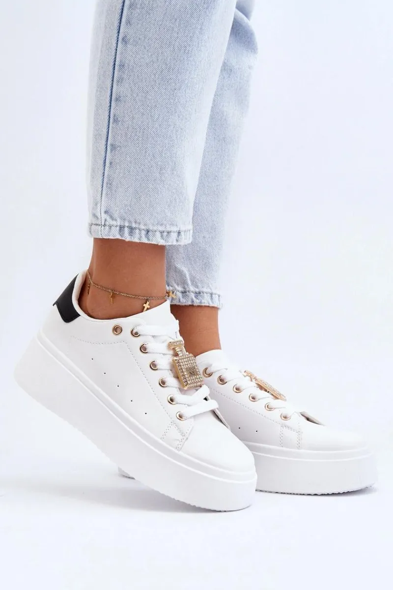 Online Boto Sneakersy Damskie Z Ozdobą Białe Celedria Biały