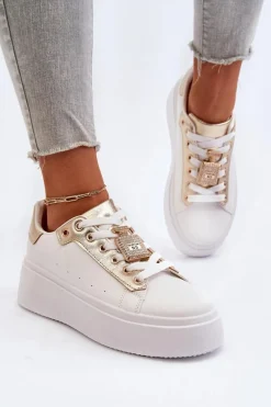 Best Boto Sneakersy Damskie Z Ozdobą Białe Celedria