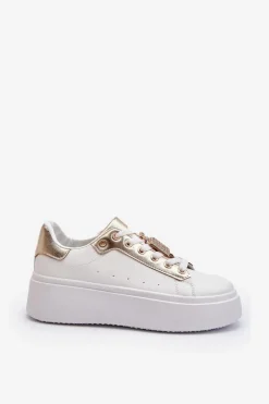 Best Boto Sneakersy Damskie Z Ozdobą Białe Celedria