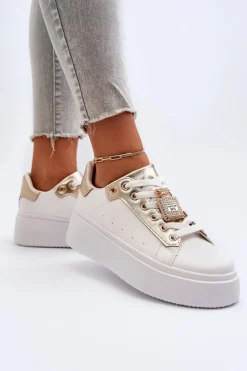 Best Boto Sneakersy Damskie Z Ozdobą Białe Celedria