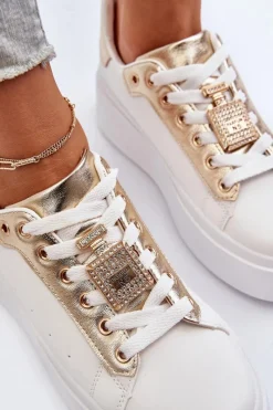 Best Boto Sneakersy Damskie Z Ozdobą Białe Celedria