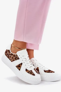 Sale Sneakersy Damskie Z Panterką Na Platformie Białe Nativira Damskie Buty Sportowe Na Platformie|Sneakersy Damskie