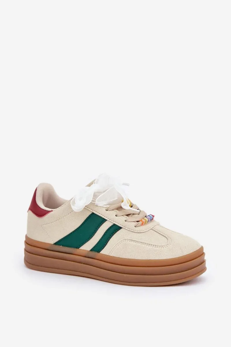 Buty Sportowe Na Platformie|Sneakersy Damskie>Boto Sneakersy Damskie Z Przypinkami Beżowe Jariana Beżowy