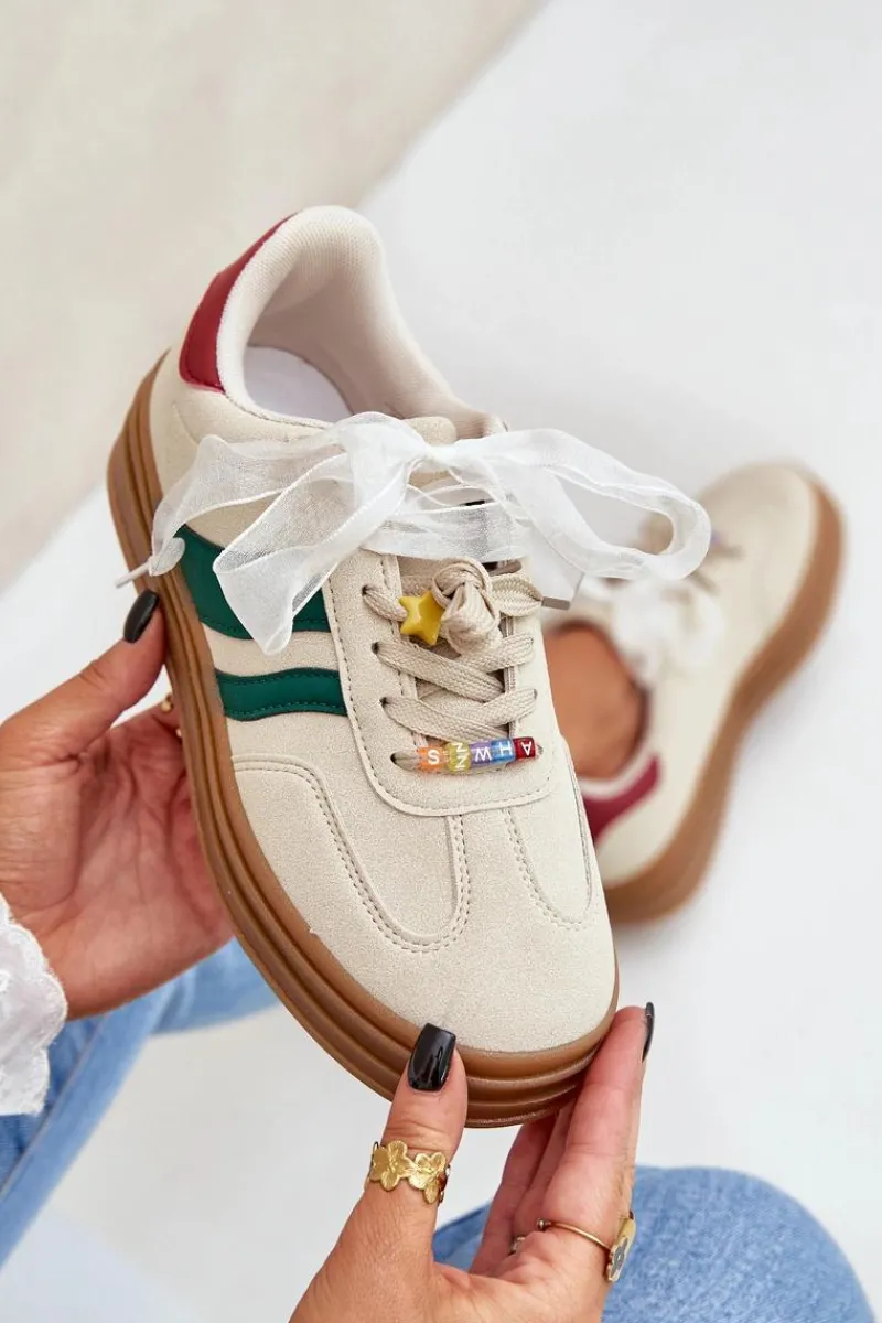 Buty Sportowe Na Platformie|Sneakersy Damskie>Boto Sneakersy Damskie Z Przypinkami Beżowe Jariana Beżowy