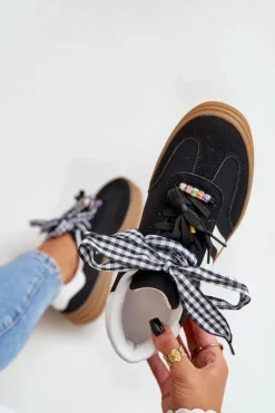 New Boto Sneakersy Damskie Z Przypinkami Czarne Jariana