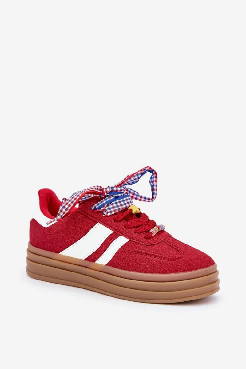 Discount Sneakersy Damskie Z Przypinkami Czerwone Jariana Damskie Buty Sportowe Na Platformie|Sneakersy Damskie