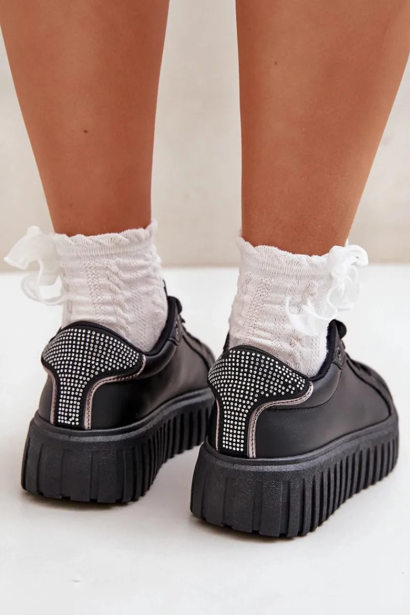 Buty Sportowe Na Platformie|Sneakersy Damskie>Evento Sneakersy Damskie Z Przypinkami Czarne Grelesi