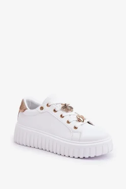 Best Evento Sneakersy Damskie Z Przypinkami Białe Grelesi Biały