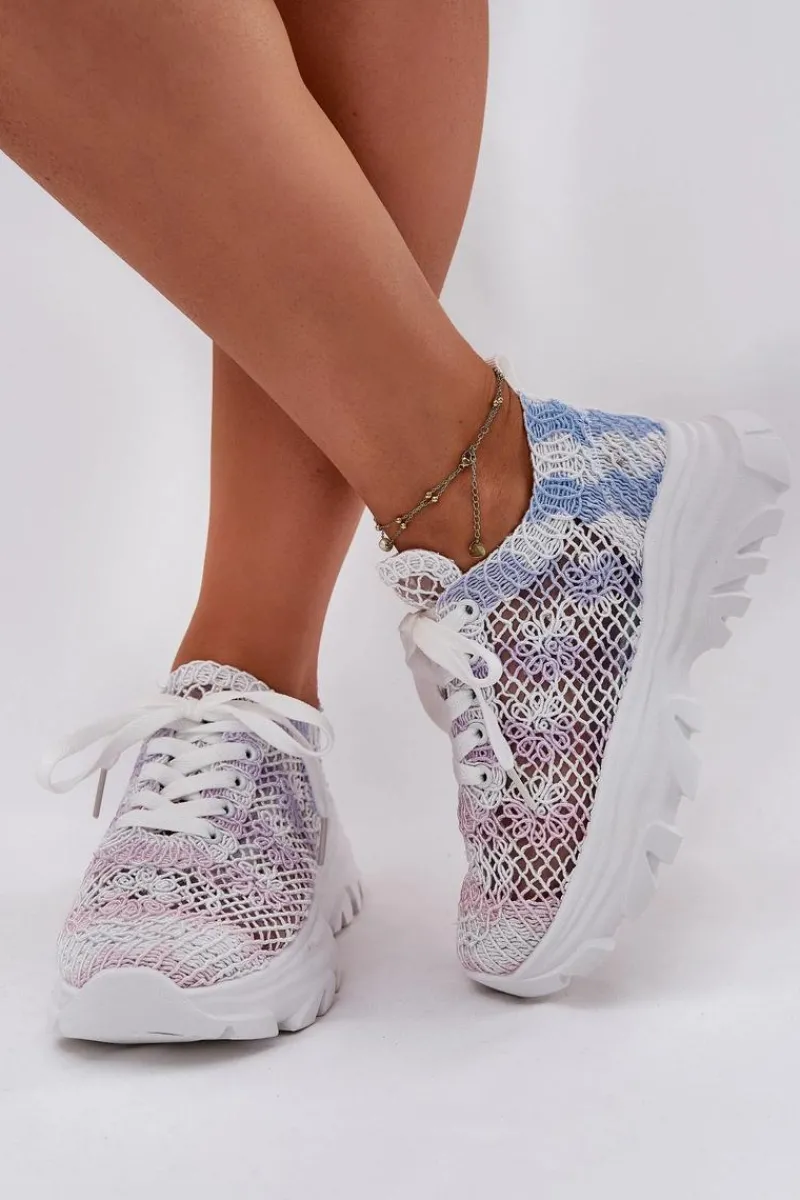 Online Sneakersy Damskie Z Szydełkową Cholewką Multikolor Jelhiris Damskie Sneakersy Damskie