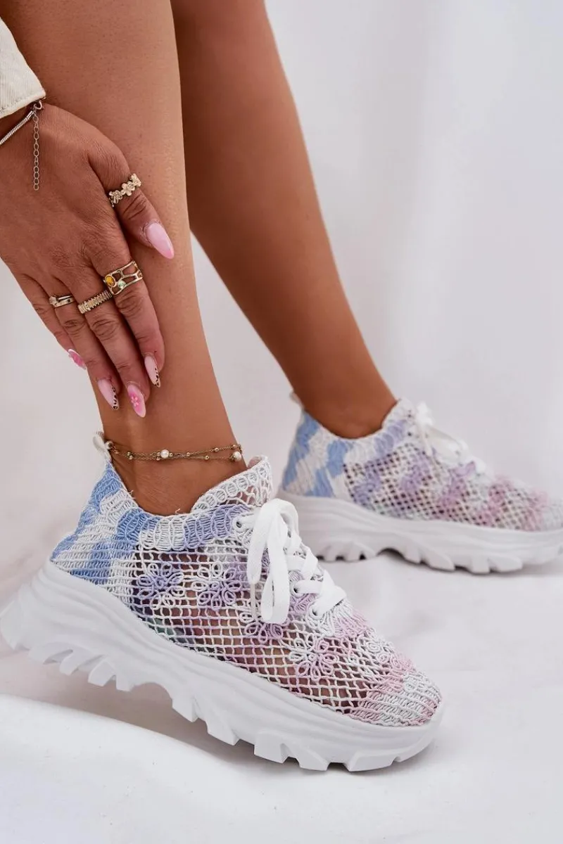 Online Sneakersy Damskie Z Szydełkową Cholewką Multikolor Jelhiris Damskie Sneakersy Damskie