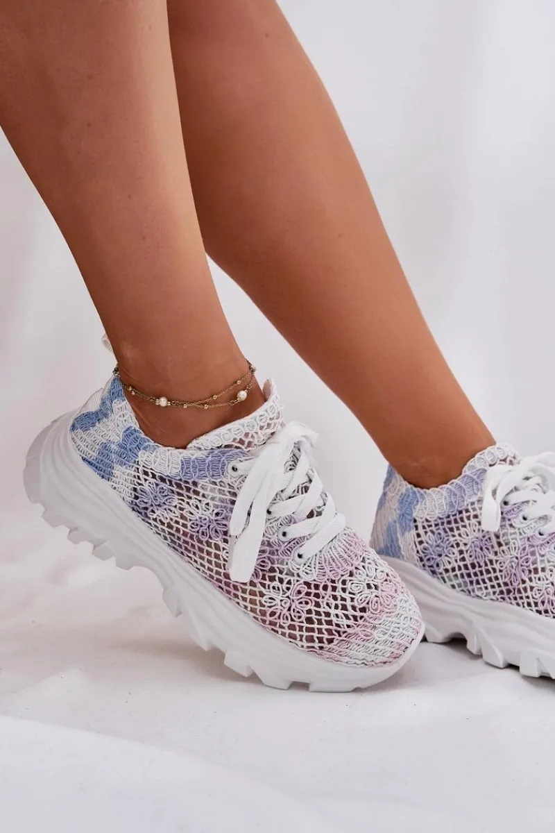 Online Sneakersy Damskie Z Szydełkową Cholewką Multikolor Jelhiris Damskie Sneakersy Damskie