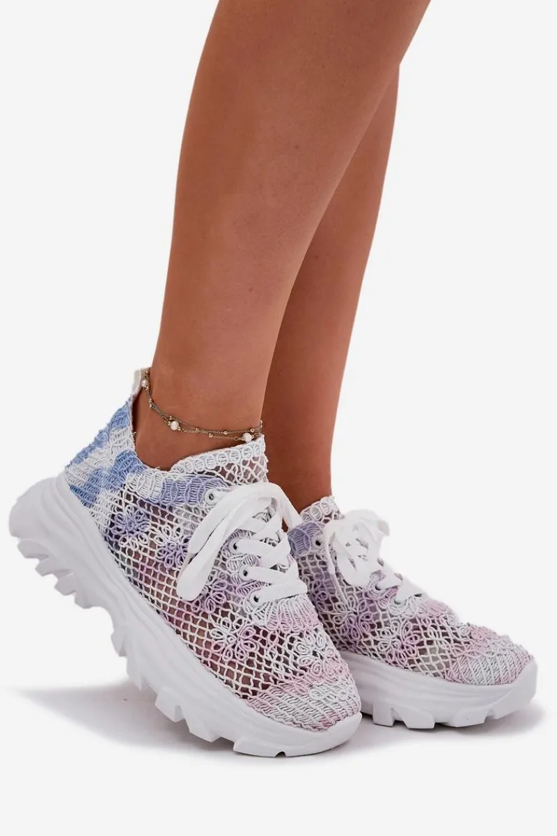 Online Sneakersy Damskie Z Szydełkową Cholewką Multikolor Jelhiris Damskie Sneakersy Damskie