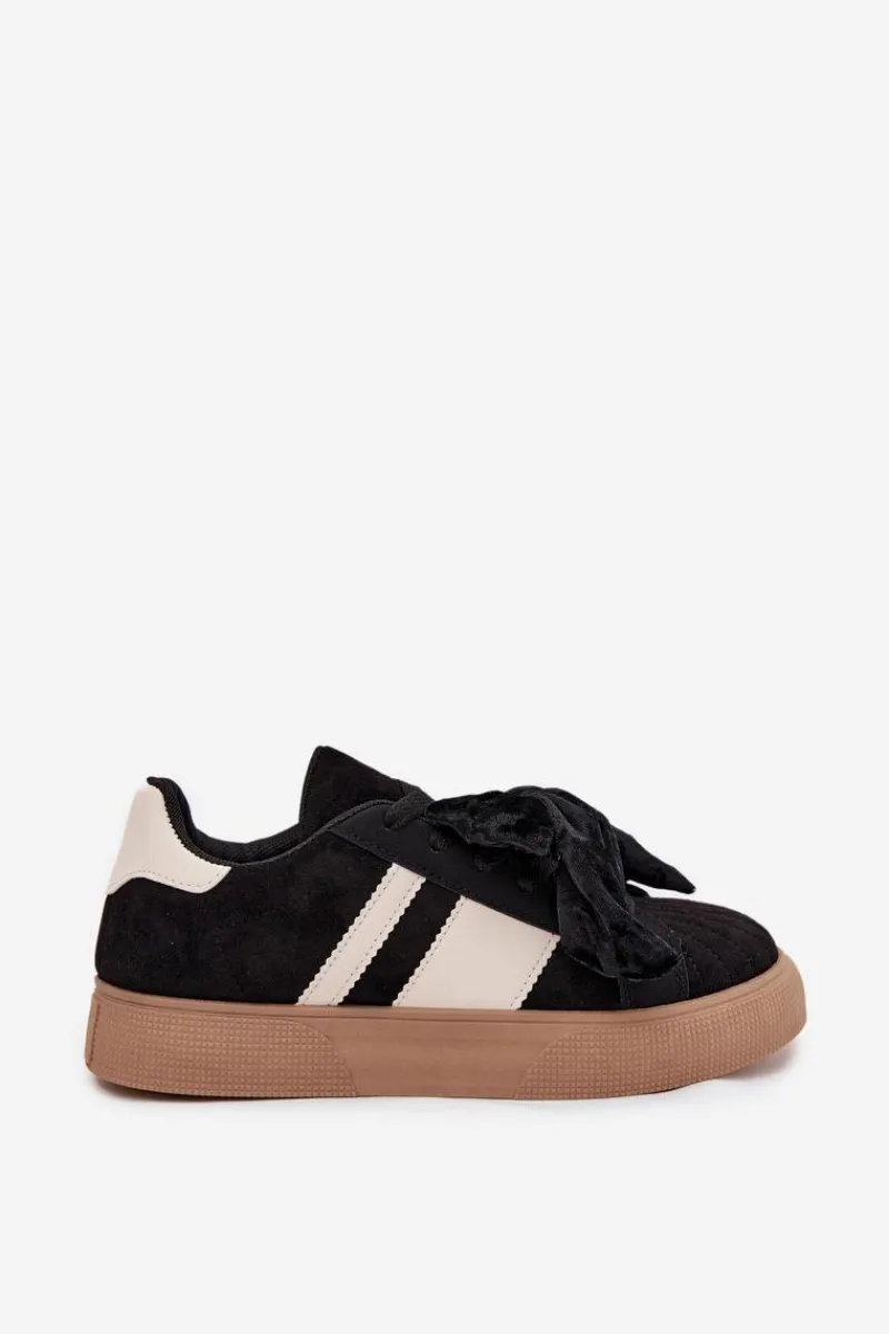 Online Sneakersy Damskie Z Welurową Kokardą Czarne Ashlyn Damskie Buty Sportowe Na Platformie|Sneakersy Damskie