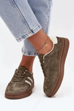 Sneakersy Damskie></noscript>Evento Sneakersy Damskie Zamszowe Na Platformie Ciemnozielone Sylviona Zielony