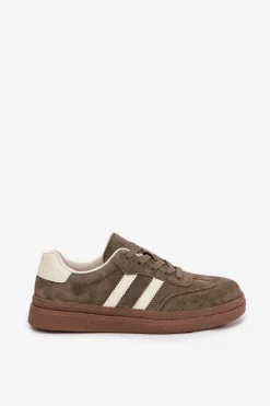 Sneakersy Damskie></noscript>Evento Sneakersy Damskie Zamszowe Na Platformie Ciemnozielone Sylviona Zielony