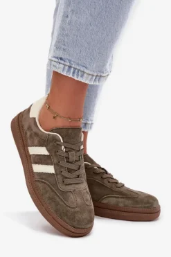 Sneakersy Damskie></noscript>Evento Sneakersy Damskie Zamszowe Na Platformie Ciemnozielone Sylviona Zielony