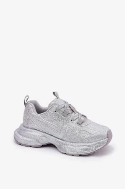 Discount Boto Sneakersy Damskie Zdobione Cyrkoniami Srebrne Porrot