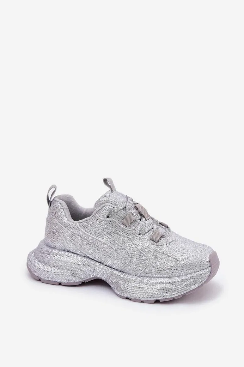 Discount Boto Sneakersy Damskie Zdobione Cyrkoniami Srebrne Porrot