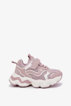 Hot Boto Sneakersy Dziecięce Na Grubej Podeszwie Różowe Lianees Różowy