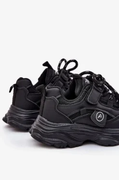 Clearance Boto Sneakersy Dziecięce Na Platformie Czarne Hanomess