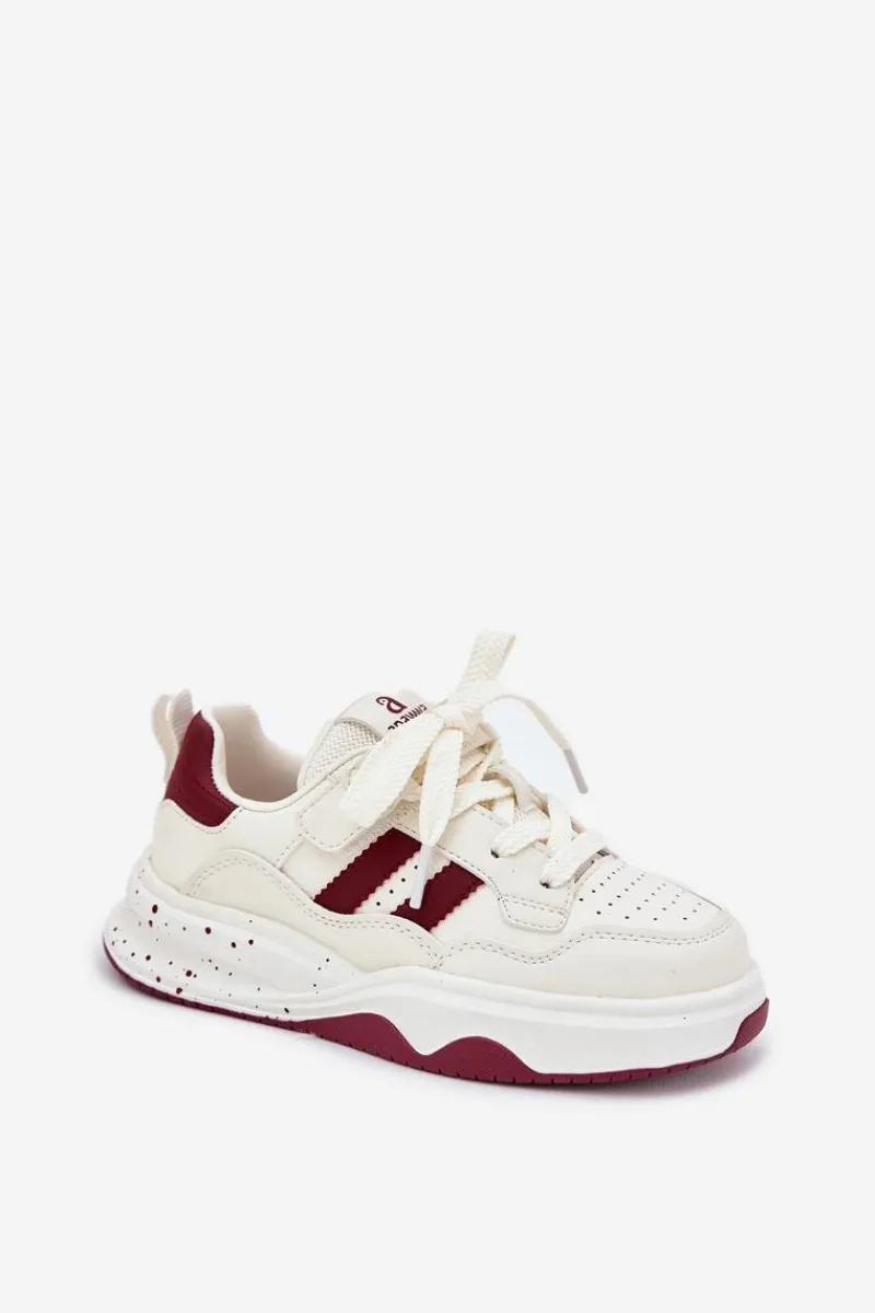 Chłopięce|Dziewczęce>Boto Sneakersy Dziecięce Na Platformie Beżowo-Bordowe Grellio