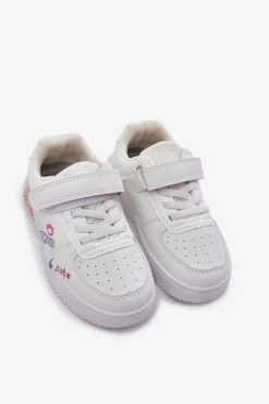 Sale Sneakersy Dziecięce Na Rzep Z Misiem Białe Callexia Dzieci Dziewczęce|Back To School