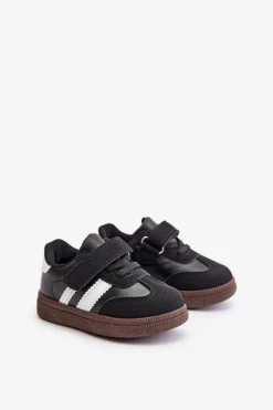 New Sneakersy Dziecięce Na Rzep Czarne Tromella Dzieci Chłopięce|Dziewczęce