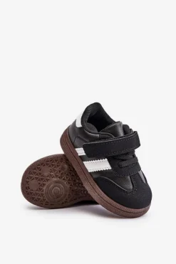 New Sneakersy Dziecięce Na Rzep Czarne Tromella Dzieci Chłopięce|Dziewczęce