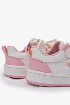 Dziewczęce|Back To School></noscript>Boto Sneakersy Dziecięce Na Rzep Z Przypinką Lizak Biało-Różowe Odalira