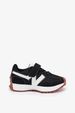 Sale Sneakersy Dziecięce Na Rzep Czarne Tezzu Dzieci Chłopięce|Dziewczęce