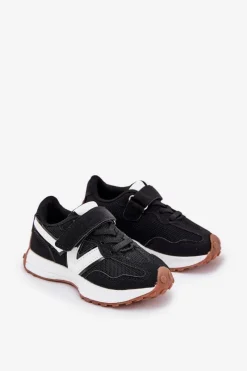 Sale Sneakersy Dziecięce Na Rzep Czarne Tezzu Dzieci Chłopięce|Dziewczęce