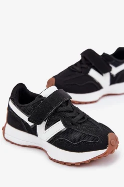 Sale Sneakersy Dziecięce Na Rzep Czarne Tezzu Dzieci Chłopięce|Dziewczęce