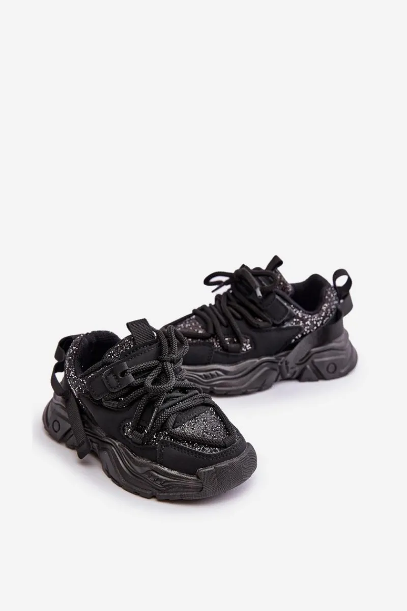 Discount Sneakersy Dziecięce Ozdobione Cekinami Czarne Liatoma Dzieci Dziewczęce|Back To School