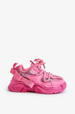 Hot Boto Sneakersy Dziecięce Ozdobione Cekinami Różowe Liatoma Różowy