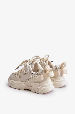 Dziewczęce|Back To School></noscript>Boto Sneakersy Dziecięce Ozdobione Cekinami Beżowe Liatoma