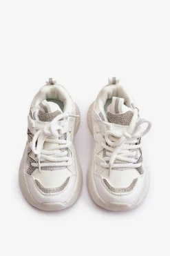 Dziewczęce|Back To School></noscript>Boto Sneakersy Dziecięce Z Cyrkoniami Białe Rianalla Biały