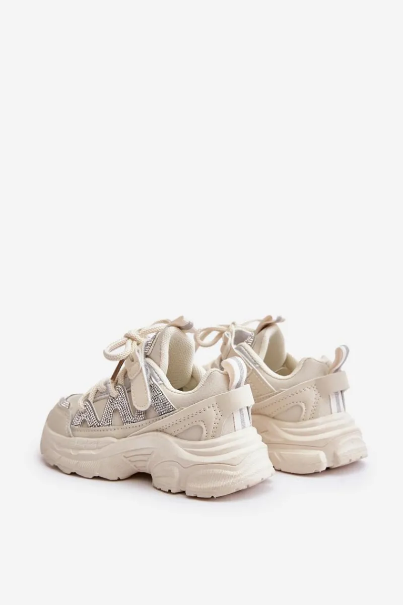 Dziewczęce|Back To School>Boto Sneakersy Dziecięce Z Cyrkoniami Beżowe Rianalla Beżowy