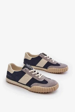 New Sneakersy Męskie Big Star NN174516 Granatowe Męskie Obuwie Sportowe Męskie