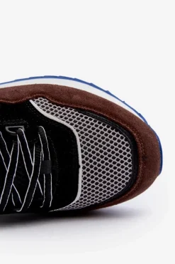 Outlet Sneakersy Męskie Big Star NN174322 Memory Foam System Brązowo-Czarne Męskie Obuwie Sportowe Męskie