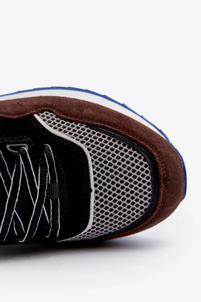 Outlet Sneakersy Męskie Big Star NN174322 Memory Foam System Brązowo-Czarne Męskie Obuwie Sportowe Męskie