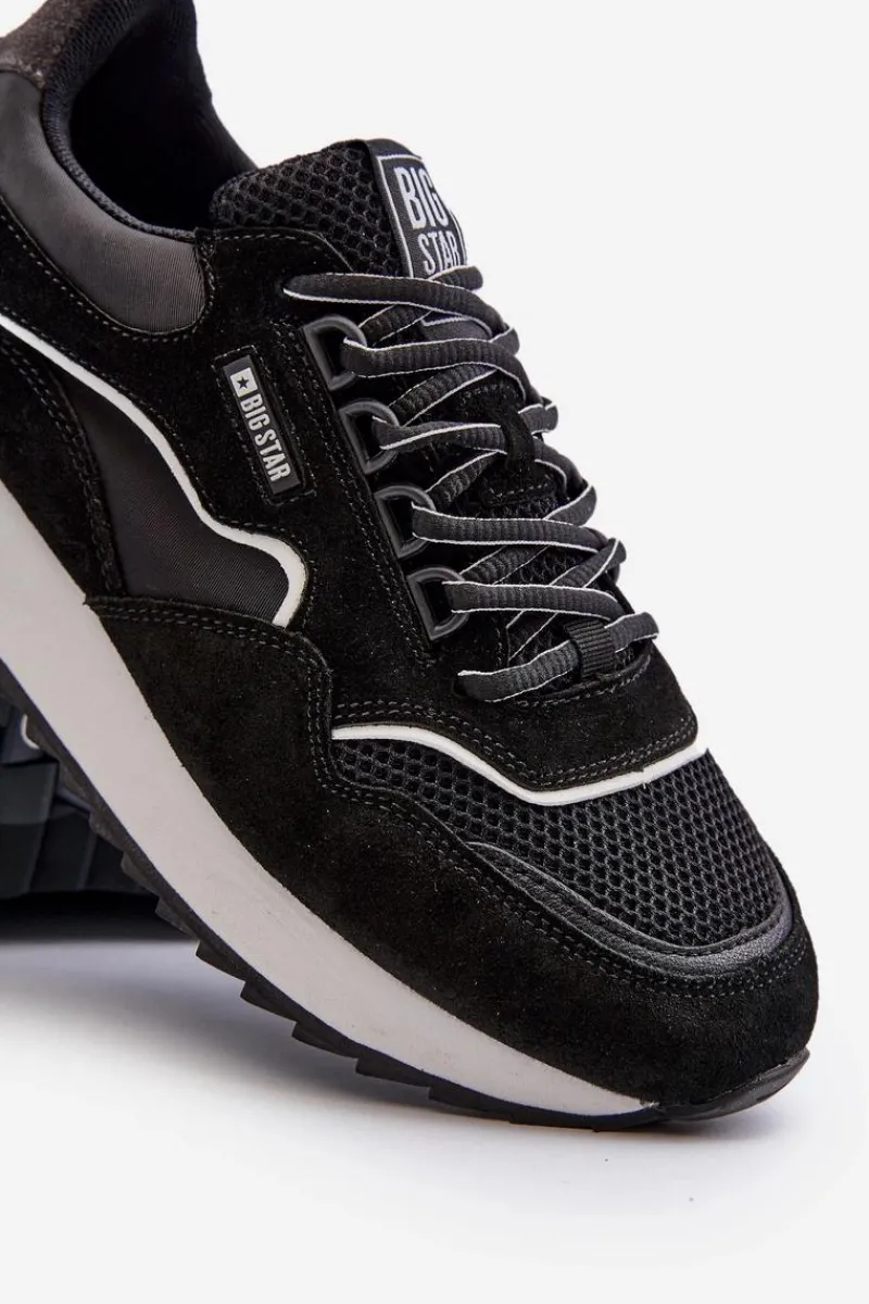 Obuwie Sportowe Męskie>Big Star Shoes Sneakersy Męskie Big Star NN174321 Memory Foam System Czarne Czarny