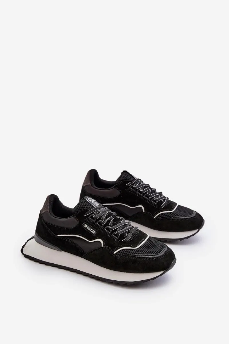 Obuwie Sportowe Męskie>Big Star Shoes Sneakersy Męskie Big Star NN174321 Memory Foam System Czarne Czarny