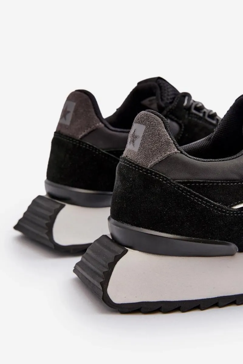 Obuwie Sportowe Męskie>Big Star Shoes Sneakersy Męskie Big Star NN174321 Memory Foam System Czarne Czarny