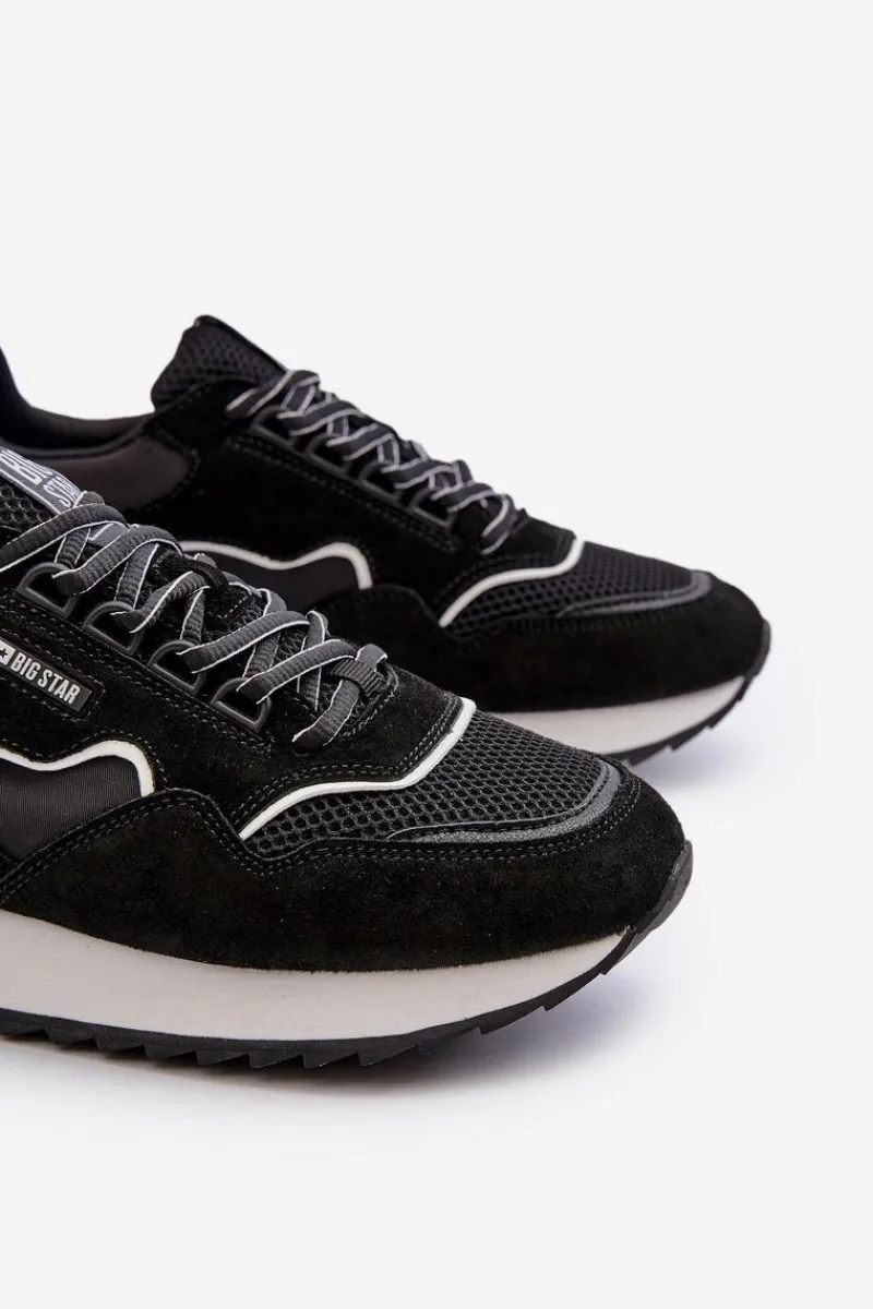 Obuwie Sportowe Męskie>Big Star Shoes Sneakersy Męskie Big Star NN174321 Memory Foam System Czarne Czarny