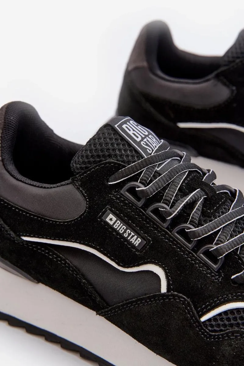 Obuwie Sportowe Męskie>Big Star Shoes Sneakersy Męskie Big Star NN174321 Memory Foam System Czarne Czarny