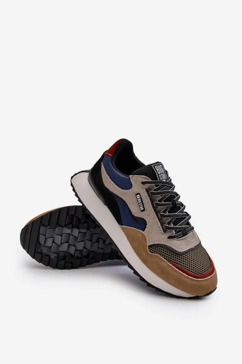 Sale Big Star Shoes Sneakersy Męskie Big Star NN174320 Memory Foam System Beżowo-Niebieskie Wielokolorowy