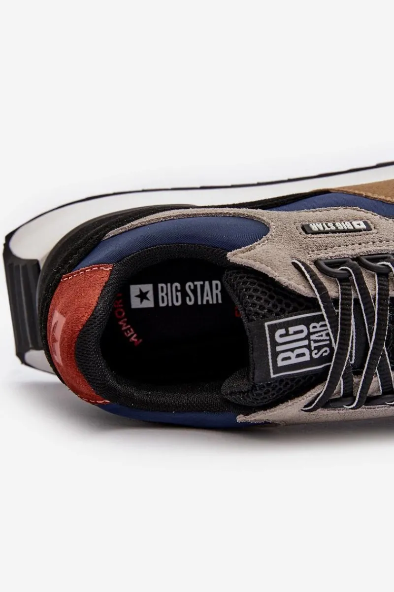 Sale Big Star Shoes Sneakersy Męskie Big Star NN174320 Memory Foam System Beżowo-Niebieskie Wielokolorowy