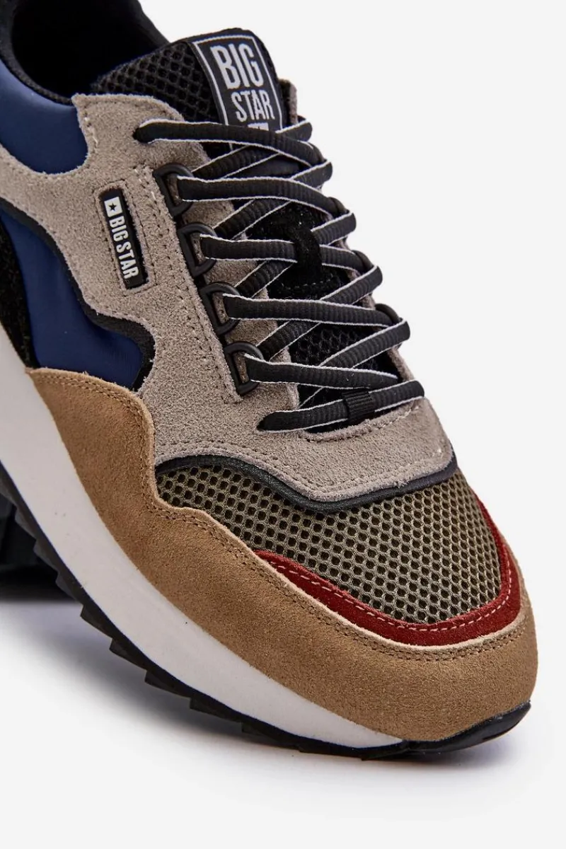 Sale Big Star Shoes Sneakersy Męskie Big Star NN174320 Memory Foam System Beżowo-Niebieskie Wielokolorowy