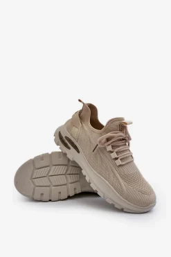 Outlet Sneakersy Męskie HI-POLY SYSTEM Big Star NN174469 Beżowe Męskie Obuwie Sportowe Męskie