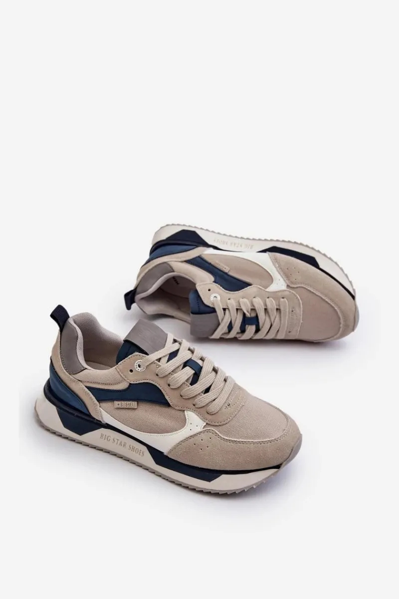 Sneakersy Męskie Memory Foam System Big Star NN174348 Szare Męskie Obuwie Sportowe Męskie